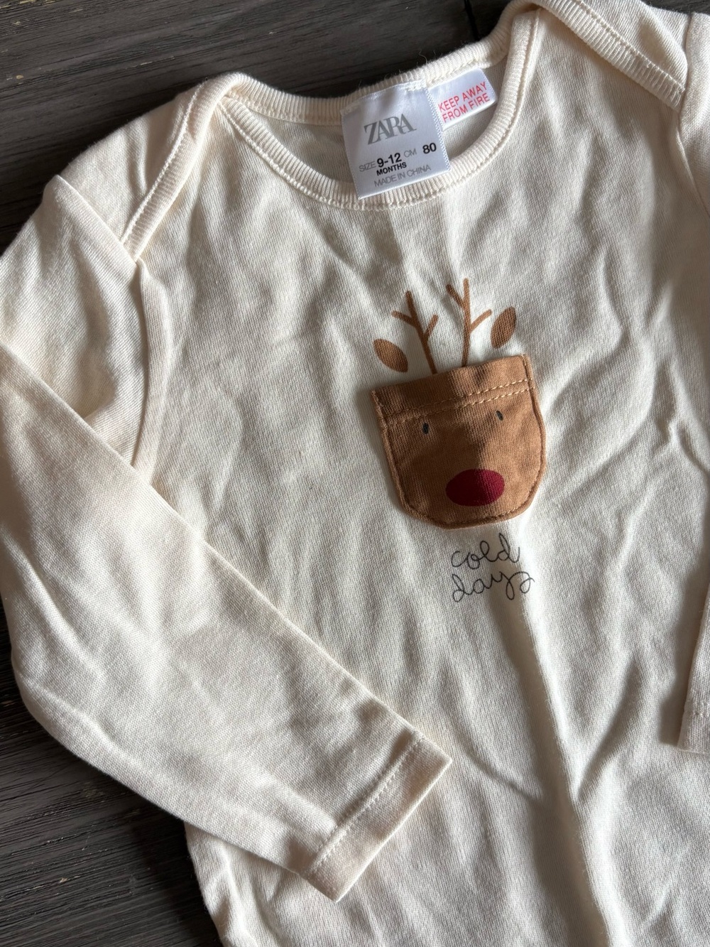 Cream Coloured Long Sleeve Zara Onesie 9-12 Months